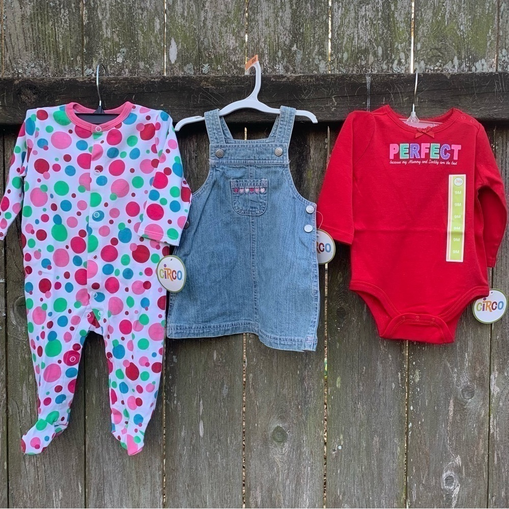 CIRCO outfit bundle Denim overall jumper dress bodysuit sleeper set spring fall